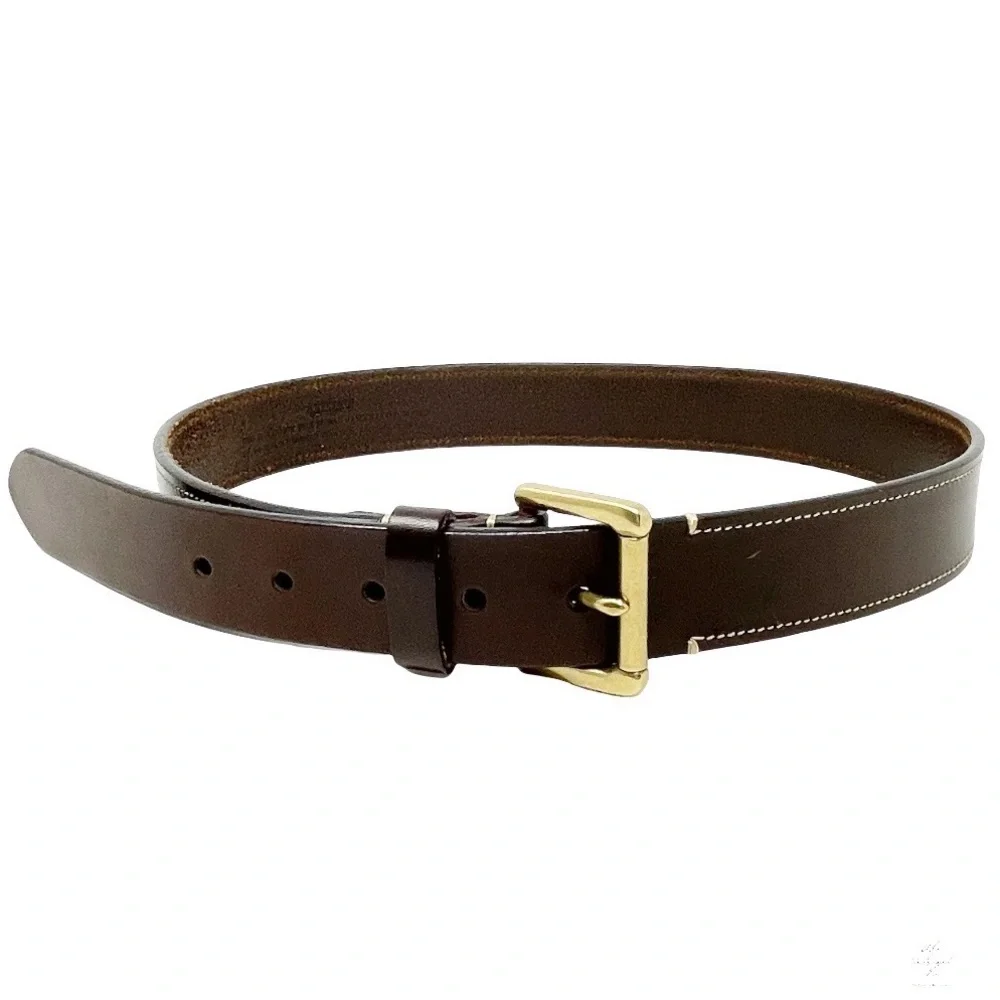Coach Brown Leather Brass Buckle Classic Dress Fashion Italian Belt Stitching 30 - Picture 2 of 12